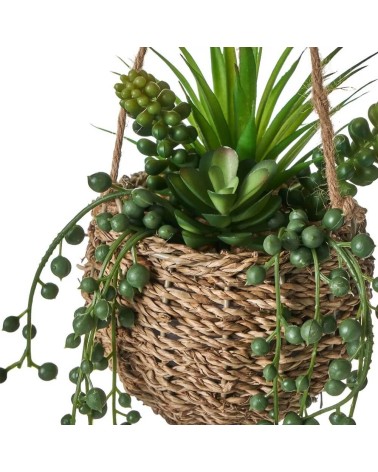 Set de 2 plantas artificiales con maceta cactus de plástico colgante