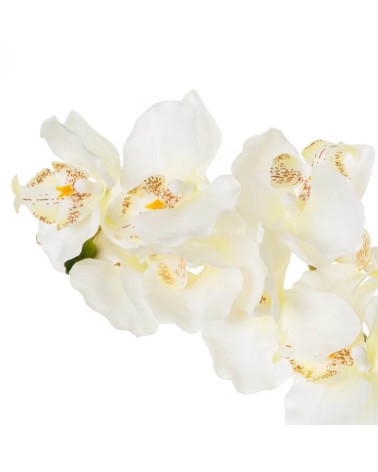 Planta artificial orquídea de tela blanca en maceta de terracota de Ø 14x57 cm