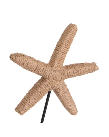 Set de 2 figuras estrella de mar de algodón natural y yute beige con peana de 13x25 cm