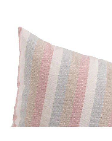 Conjunto de 5 cojines de rayas rosa de algodón natural de 45x45 cm con relleno