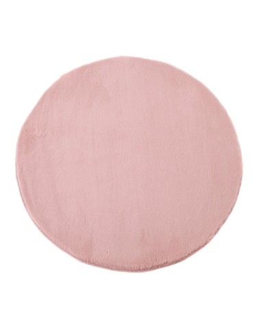 Alfombra peluda softly rosa palo de piel sintética de 80x80 cm