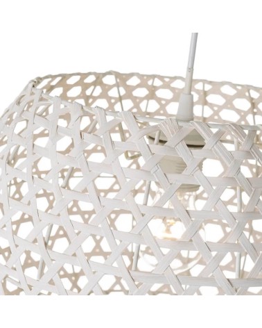 Lámpara de techo rejilla de bambú blanca de Ø 35x24 cm