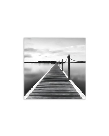 Set de 3 cuadros de paisaje fotoimpresos sobre lienzo en blanco y negro de 50x50 cm