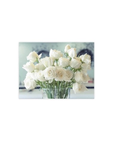 Set de 3 cuadros impresión de rosas blancas sobre lienzo de 30x40 cm