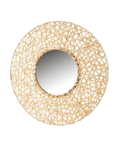 Espejo Sol trenzado de rattan natural de Ø 55 cm