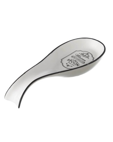 Reposa cucharas París de stoneware blanco de 22x8 cm