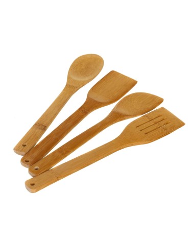 Porta utensilios marrón de bambú incluido 4 utensilios tipicos