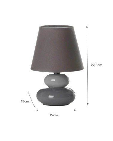 Lámpara de mesita de noche de cerámica gris de 15x22 cm