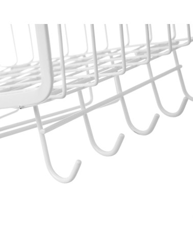 Cesta colgante de metal blanca para estante con portarrollos de 29x24x18 cm