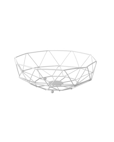 Frutero de cesta geométrico de metal blanco para Cocina de Ø 27x9 cm