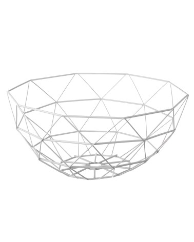 Frutero de cesta geométrico de metal blanco para Cocina de Ø 35x15 cm