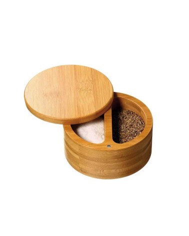 Salero y pimentero con tapa de bambú natural de 170 ml