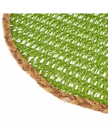 Juego de 4 salvamanteles redondos verdes de fibra natural de Ø 38 cm