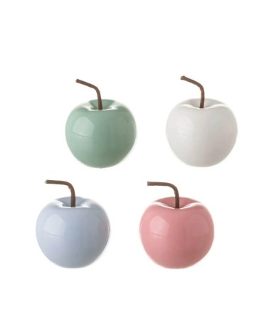 Manzana ceramica colores decorativa sobremesa "Set 4 pieza" 8 cm