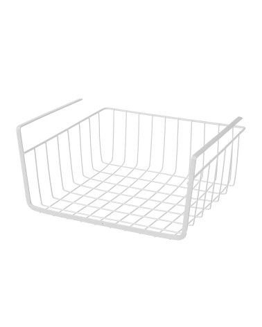 Cesta de metal blanca para estante de cocina minimalista 30x24x14 cm