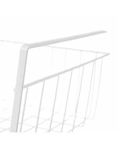 Cesta de metal blanca para estante de cocina minimalista 30x24x14 cm