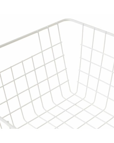 Cesta de metal blanca organizadora con Rejilla para cocina o baño minimalista 28x22x12 cm