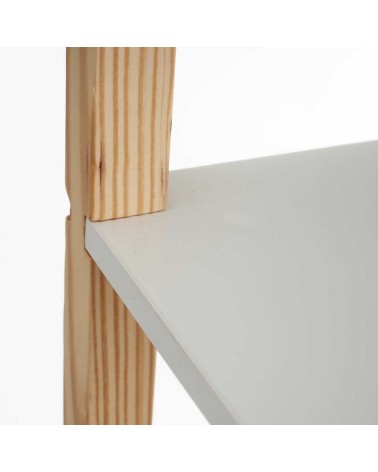 Estantería con 4 estantes de madera de pino blanca de 60x30x106 cm