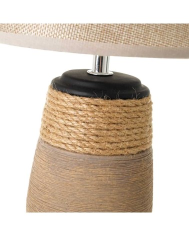 Lámpara de mesa de cerámica y cordón de arpillera marrón de Ø 20x30 cm