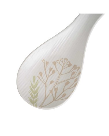 Reposa cucharas de ramas de cerámica stoneware blanco y beige
