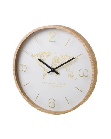 Reloj de pared beige de madera de 33 cm