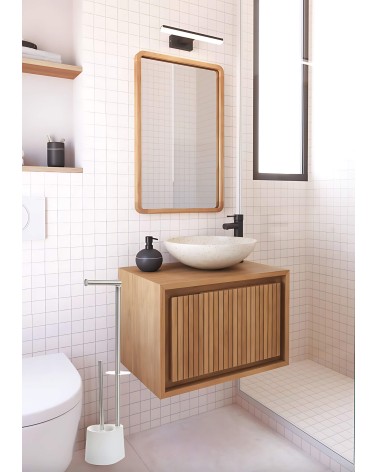 Escobillero portarrollos de baño de acero inoxidable blanco minimalista para cuarto de baño