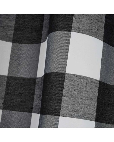 Cortina de cuadro vichy blanca y negra de tela de poliésterde 140x260 cm