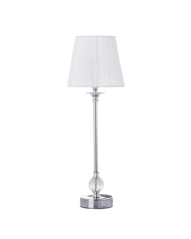 Lámpara de mesa de metal plateada con pantalla blanca minimalista de 17x50 cm
