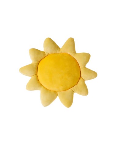 Cojín sol de tela amarillo de 43x38 cm con relleno