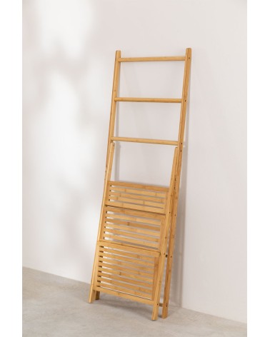 Toallero estantería de 3 estantes plegable de bambú natural de 53x30x153 cm