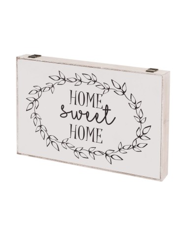 Tapa contador luz o cuadro eléctrico Home sweet Home de madera blanco y negro de 46x6x32 cm