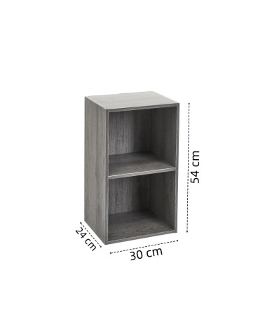 Estantería cubo flotante 1 estante de madera gris para colgar en la pared o en el suelo de 30x24x54 cm