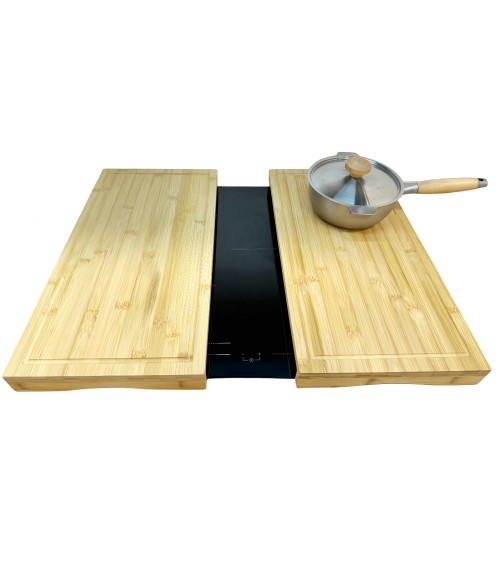 Cubre vitrocerámica madera, Juego de 2 tablas de cortar Bambú nórdica de  56x54x4 cm