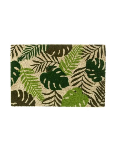 Felpudo de hojas verde fibra de coco natural de 40x60 cm