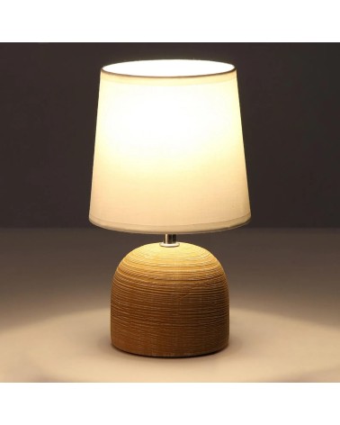 Lámpara de mesita de noche de cerámica beige de 16x27 cm