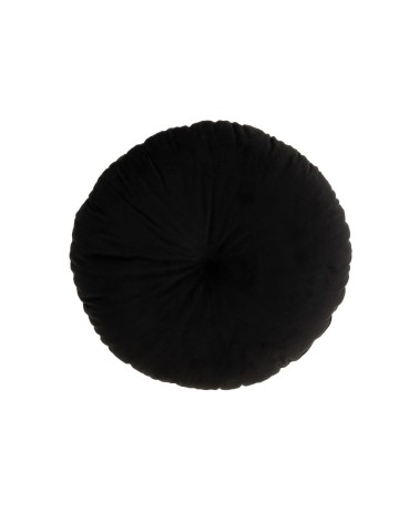 Cojín capitoné negro de terciopelo de Ø 40 cm con relleno