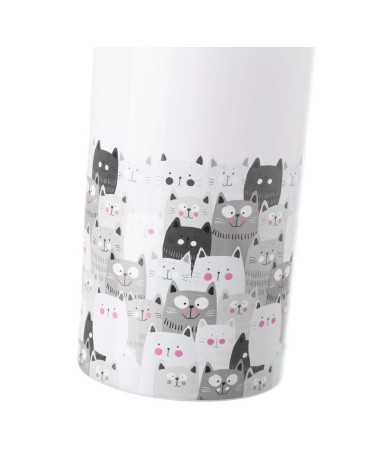 Escobillero de gatos de cerámica blanca y gris de Ø 10x32 cm