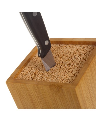 Soporte cuchillos marrón bambú nordico de 10x13x26 cm, Tacoma para cuchillos de cocinade cocina