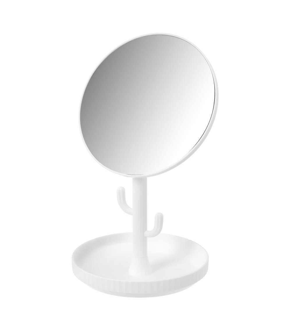 Espejo joyero giratorio blanco de plástico de 17x16x29 cm