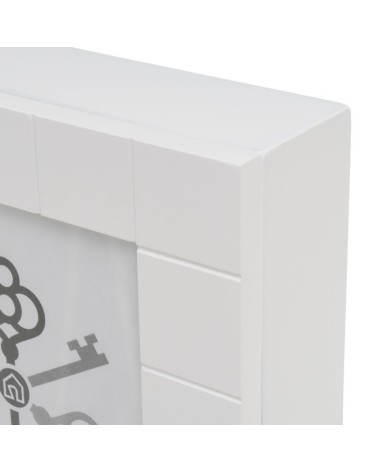 Caja de llaves moderna blanca de madera para la entrada Fantasy, guardallaves con portafoto 13x18