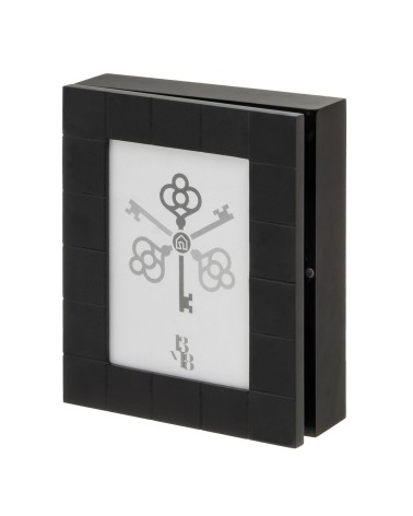 Caja de llaves moderna negra de madera para la entrada Factory, Guardallaves con portafoto 13x18