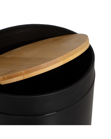 Papelera de baño de 5 litros Negra de bambú y Polipropileno de 18x27 cm
