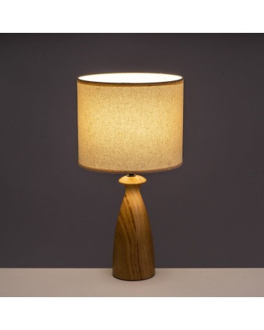 Lámpara de mesa de cerámica natural nórdico con pantalla de algodon beige Ø 22x43 cm