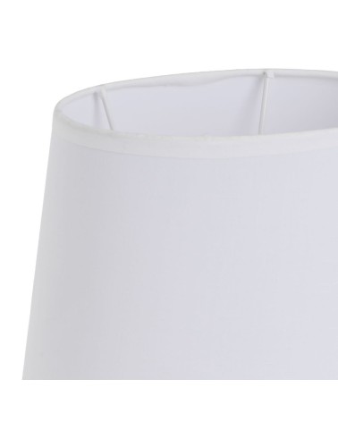 Lámpara de mesa buda oriental cerámica gris con pantalla blanca 23x12x34 cm