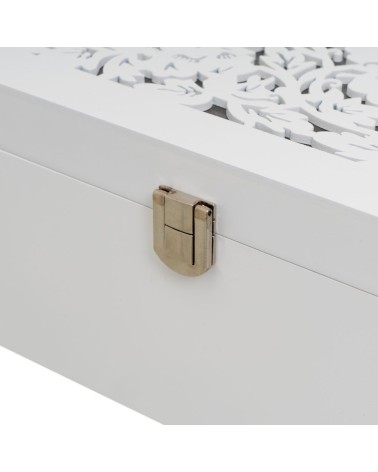 Caja joyero moderna blanca de madera para dormitorio.