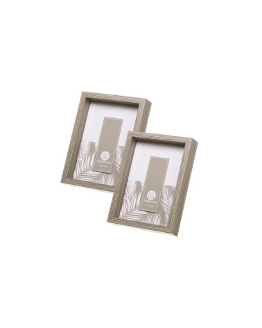 Set de 2 marcos de fotos cubo grises de madera con cristal para foto de 13x18 cm