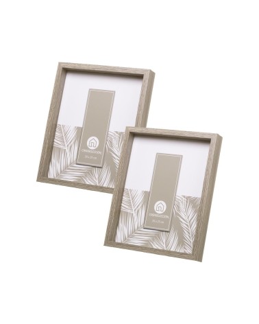 Set de 2 marcos de fotos cubo grises de madera con cristal para foto de 20x25 cm