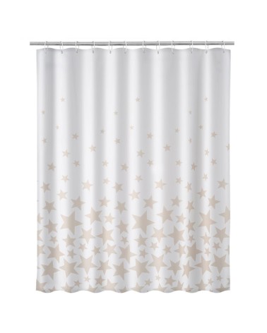 Cortina de baño de estrellas beige de tela de 180x200 cm