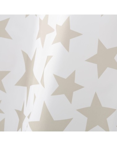 Cortina de baño de estrellas beige de tela de 180x200 cm