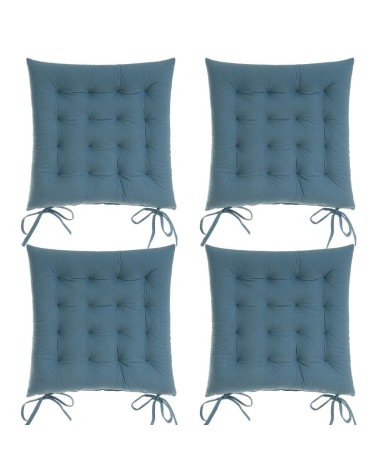 Set de 4 cojines acolchados para silla azules de antelina de 40x40 cm